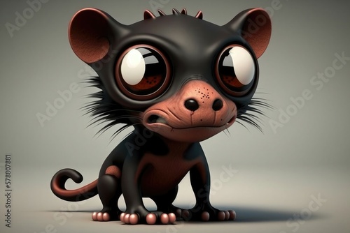 3D cute big eye tasmanian devil cartoon. Generative AI