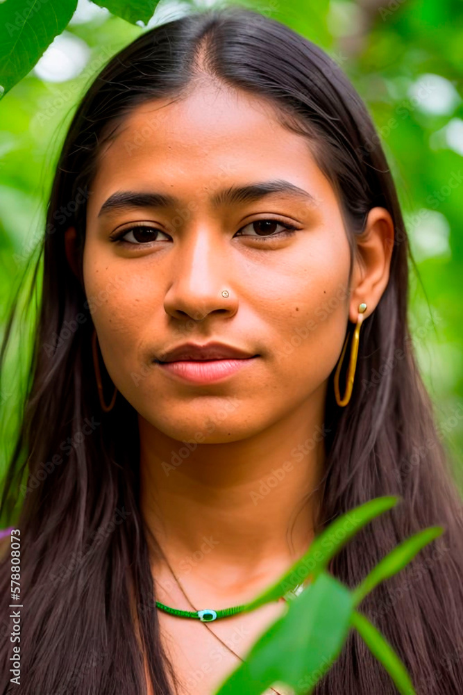 AI Untamed Beauty of the Amazon, A Captivating Portrait of an Indigenous Woman from a Tribal Community AI Untamed Beauty of the Amazon, A Captivating Portrait of an Indigenous Woman from a Tribal Community