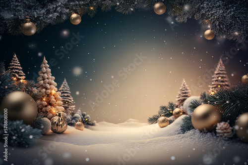 Fabulous Merry Christmas red empty background. Illustration AI Generative