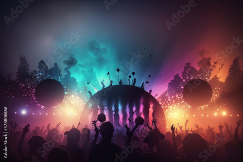 summer music night party background. Illustration AI Generative