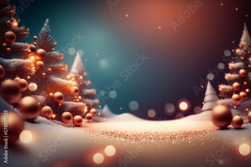 Fabulous Merry Christmas red empty background. Illustration AI Generative
