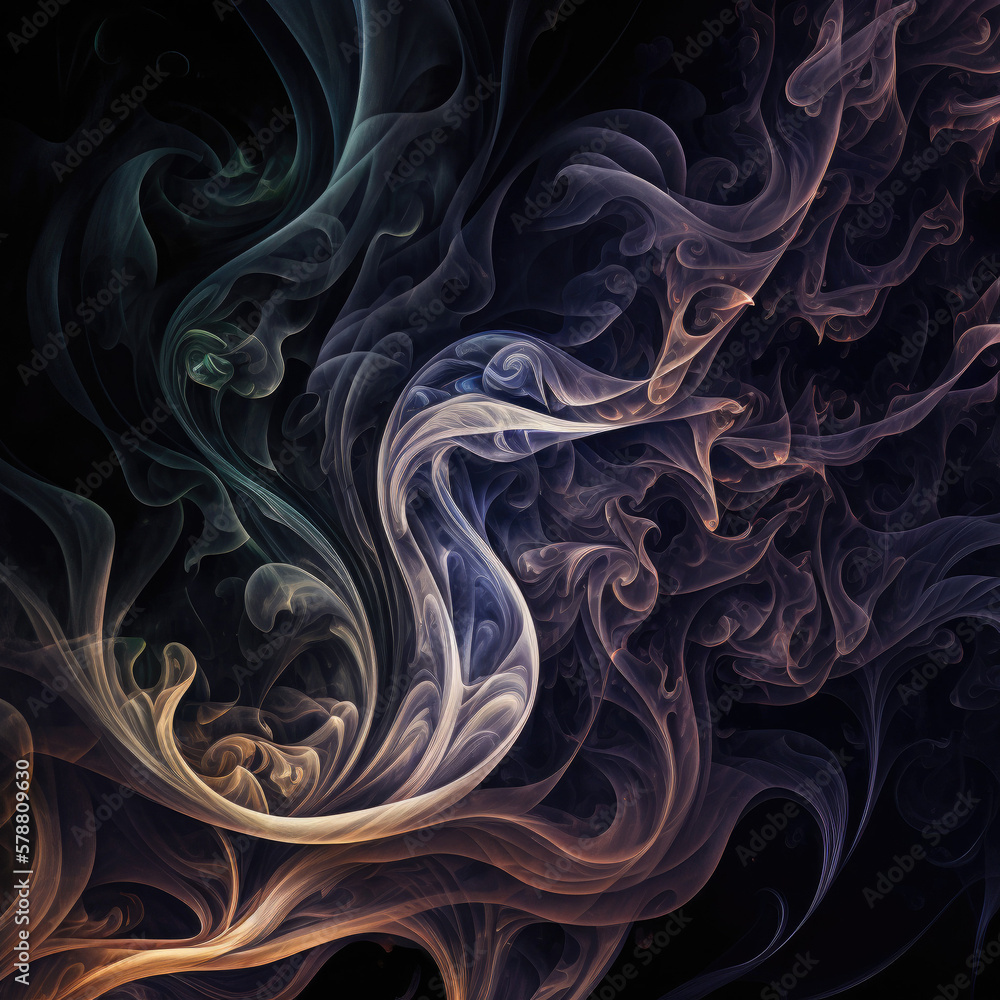 An Organic and Abstract Mix of Muted Smoke Colors. Generative AI