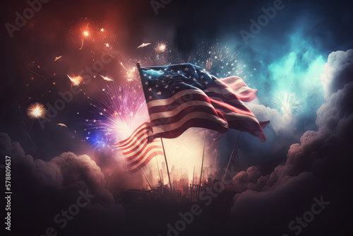 USA Independence day background. Illustration AI Generative © olegganko