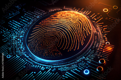 Wallpaper Mural Fingerprint scanner, cyber fraud protection, secure digital life concept. Torontodigital.ca