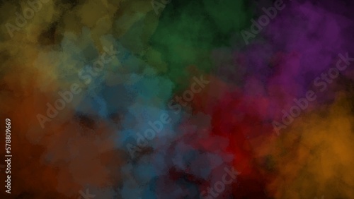 Abstract colorful smoke effect in the background, multi-color intertwined smoke effect