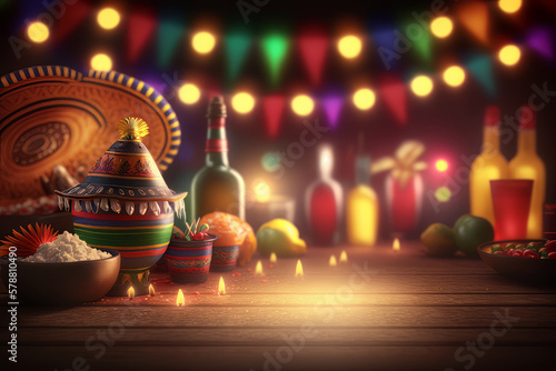 Yarsky mexican party background. Illustration AI Generative