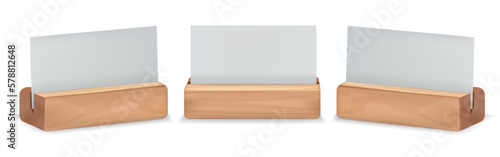 Realistic Detailed 3d Blank White Empty Place Cards Template Mockup Set for Restaurant or Office. Vector illustration