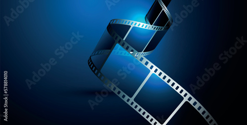 sfondo, cinema, pellicola cinema su sfondo blu