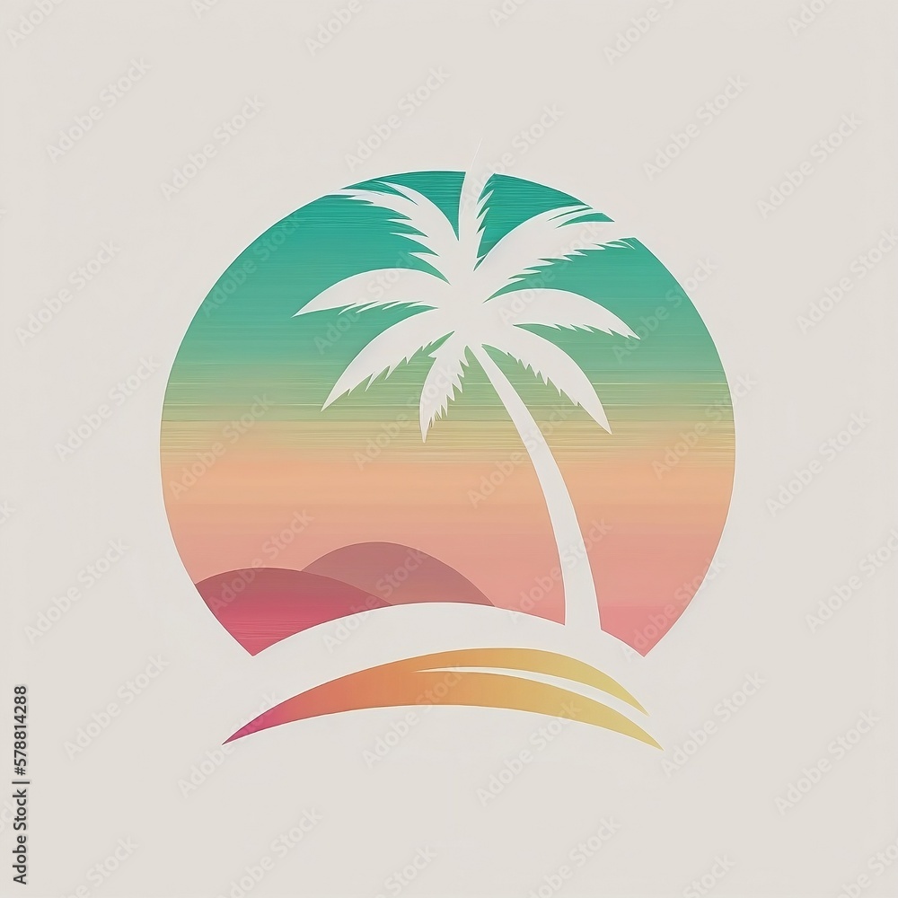 Minimalistic palm tree logo illustration created using generative AI.