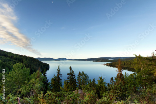 Scenic view over Swedish countryside along the High Coast Trail (Höga Kustenleden)