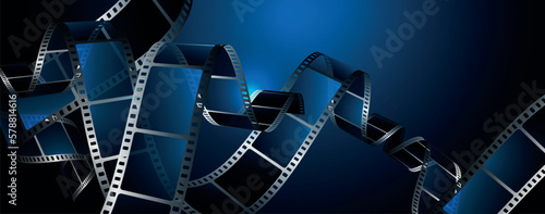 sfondo, cinema, pellicola cinema su sfondo blu