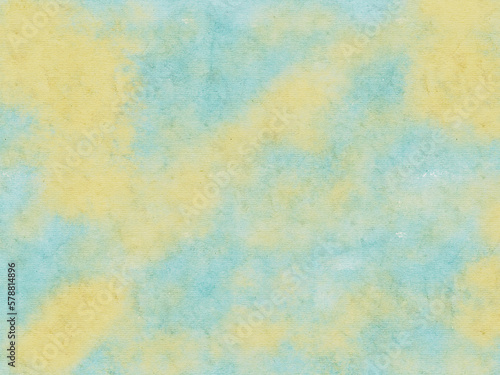 Watercolor background in blue-yellow color, hand drawing