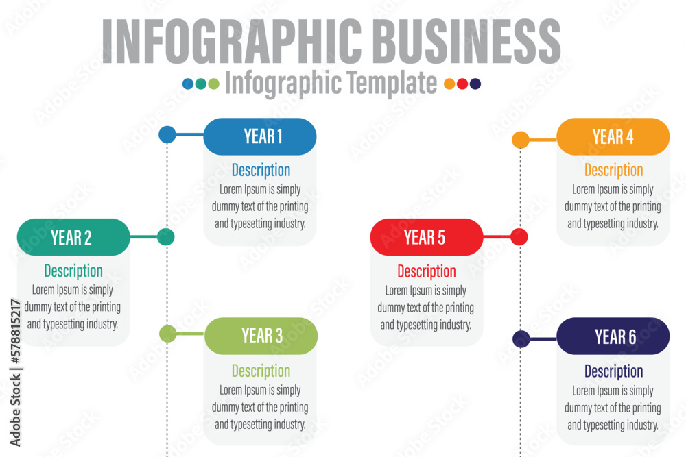 6 Steps modern Timeline diagram calendar with Yearly rectangle title , presentation vector infographic. Infographic template for business. 6 Steps modern Timeline diagram calendar with Yearly rectangle title , presentation vector infographic. Infographic template for business.