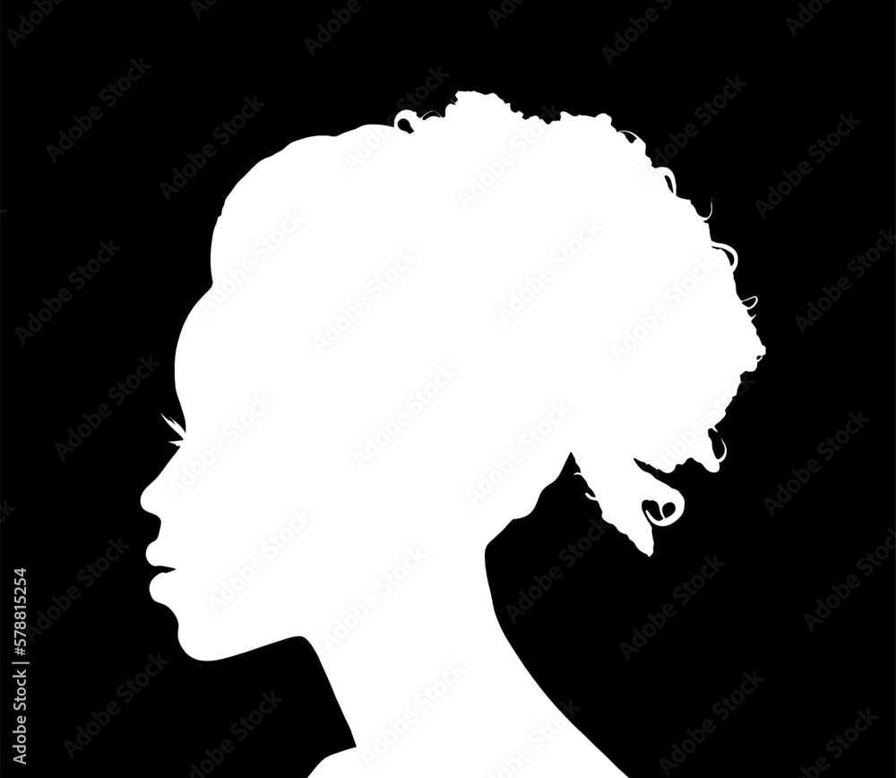 Silhouette of a black women seen from the side Silhouette of a black women seen from the side