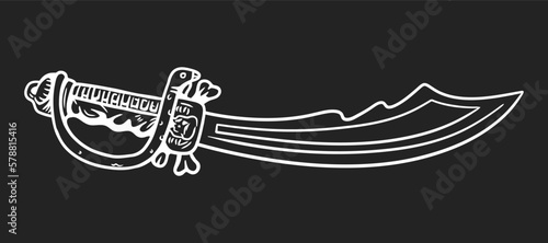 Pirate curve swords vector line art illustration