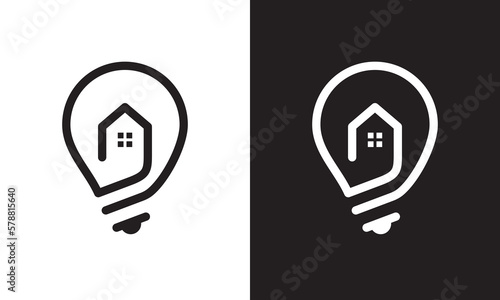 bright house white lamp logo vector. creative energy real estate symbol icon.