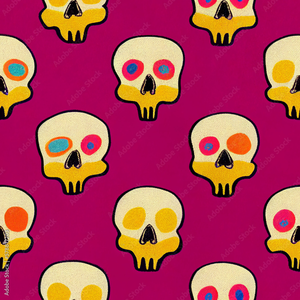 seamless pattern with skulls.Generative Ai seamless pattern with skulls.Generative Ai