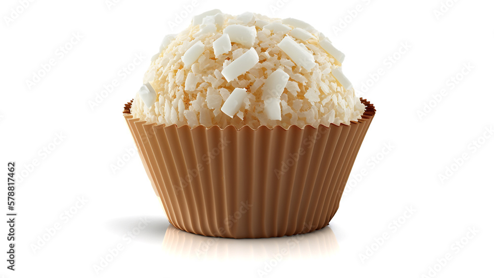 Coconut muffin cupcake on white background isolated image food