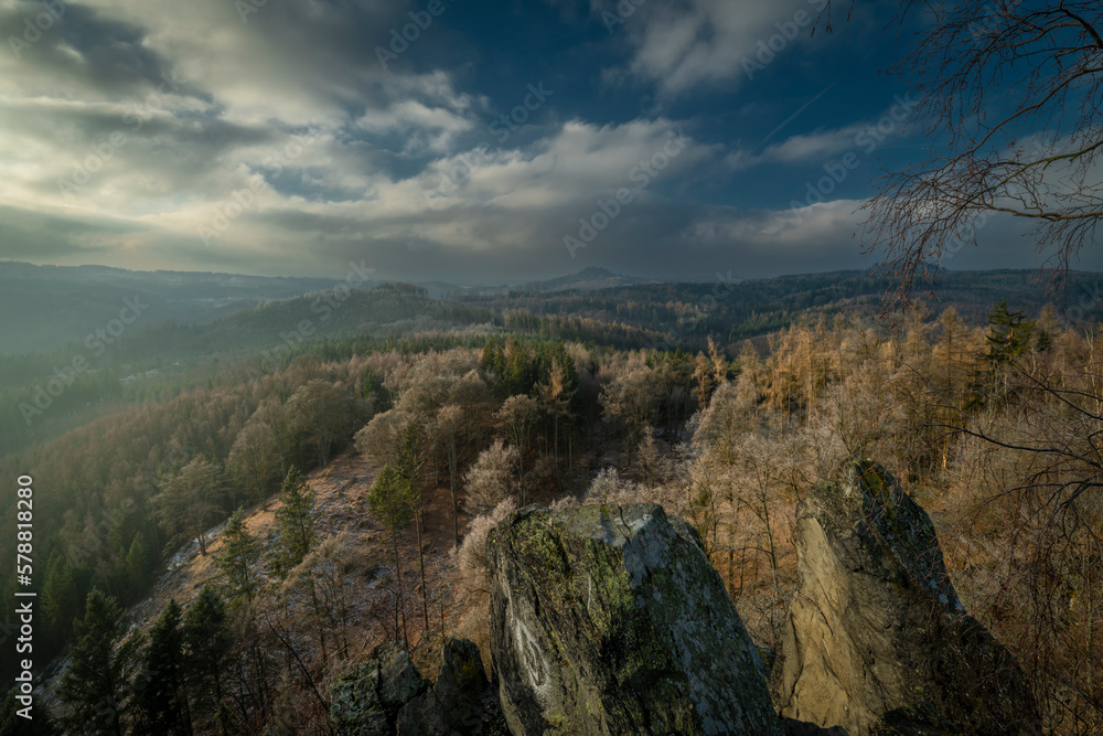 Landscape near Semnicka rock in cold winter morning