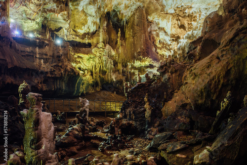 Inside touristic Prometheus Cave at Tskaltubo, Imereti region, Georgia