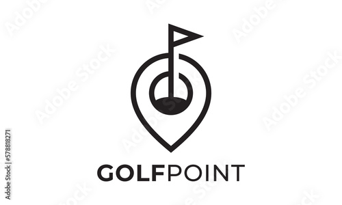 flag golf and pin creative logo design