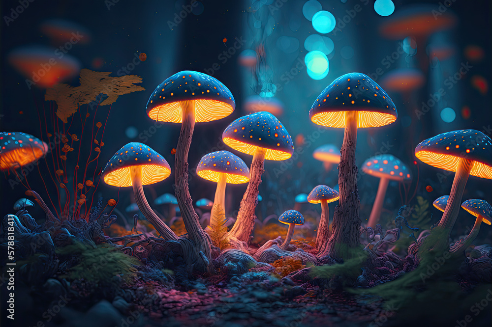 Fototapeta premium Magic mushrooms in magic forest