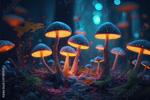 Magic mushrooms in magic forest