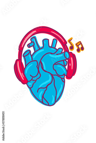 anatomic heart with headphone / coração anatômico com fones de ouvido