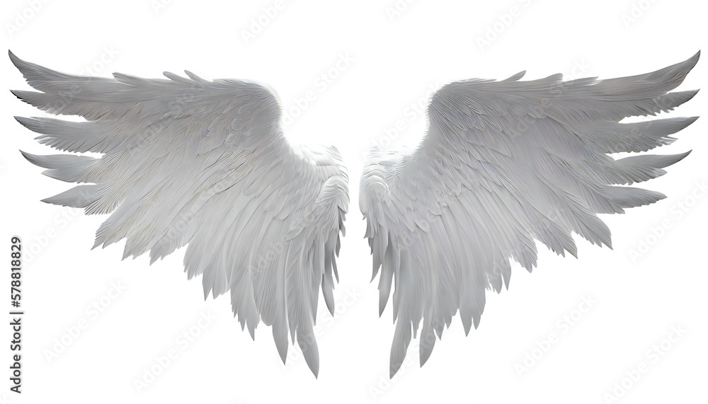 Obraz premium White angel wings isolated for design. Ai generative illustration.