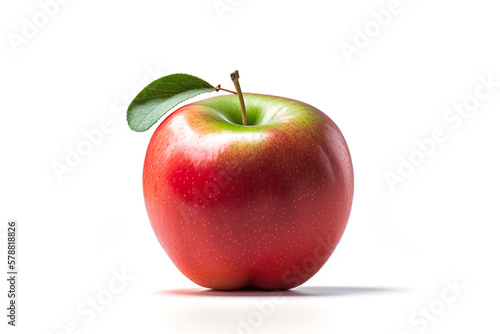 red apple isolated on white background. Generative AI illustration