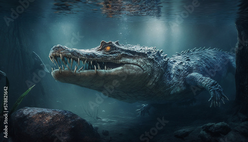 crocodile_in_the_water.Generative AI.