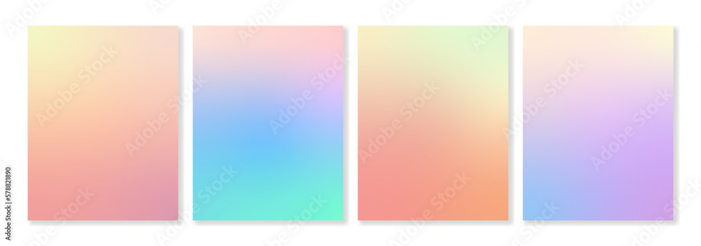 Set of vector multicolored gradient backgrounds with soft transitions. For covers, wallpapers, branding, overlays, social media and other projects. For web and print.