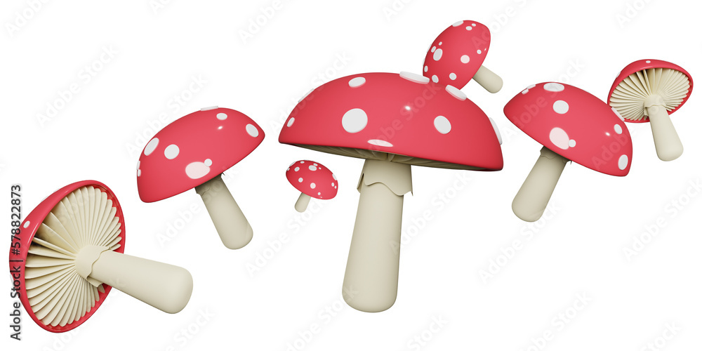3d render red mushroom illustration with transparent background 3d render red mushroom illustration with transparent background