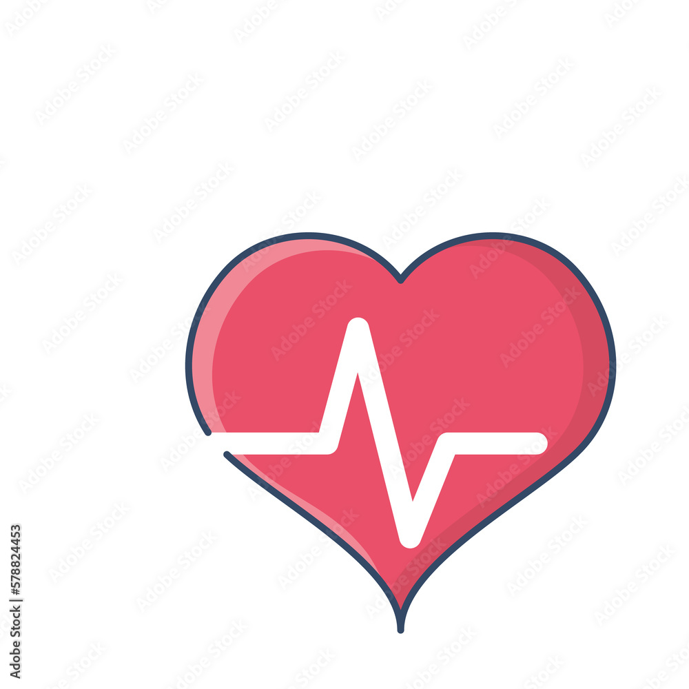 Vector image of a heart icon with a heartbeat line on a white background Vector image of a heart icon with a heartbeat line on a white background