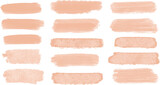 Set of different grunge peach, ink paint brush strokes. Artistic design elements, grungy background vector illustration