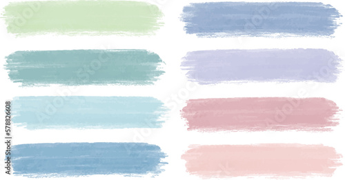 Different colorful pastel colors paint brush strokes. Artistic design elements, watercolor background vector illustration