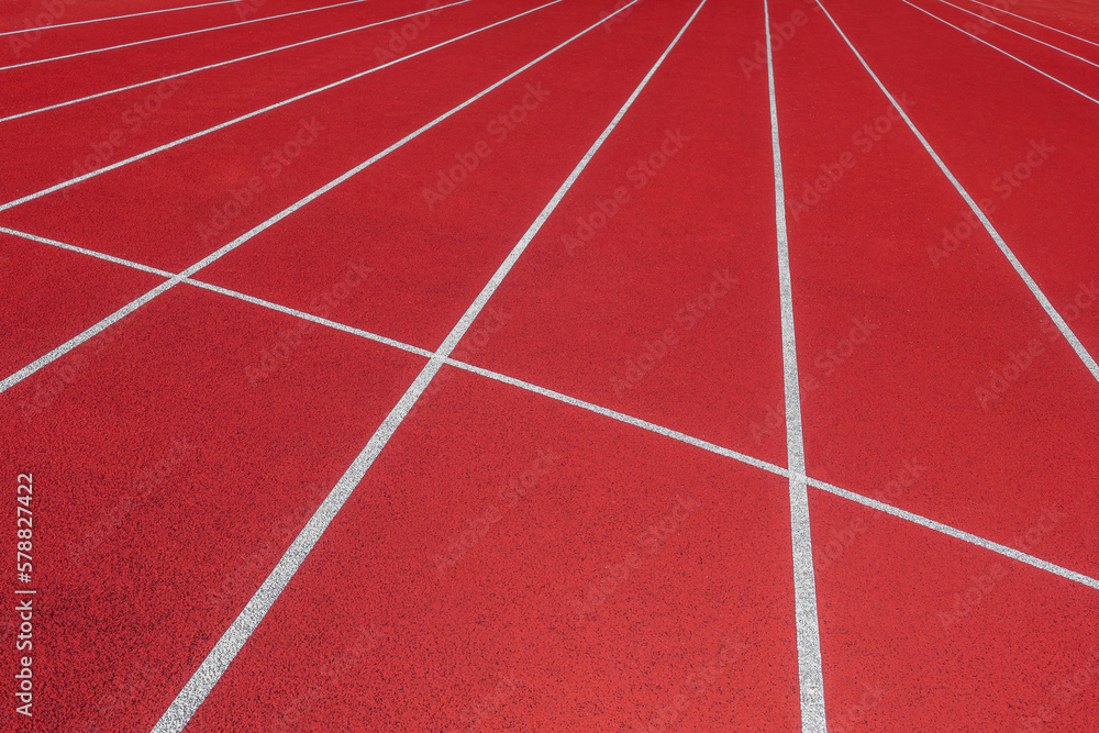 Red background texture with white lines. Track for running. Horizontal  sport theme poster, greeting cards, headers, website and app