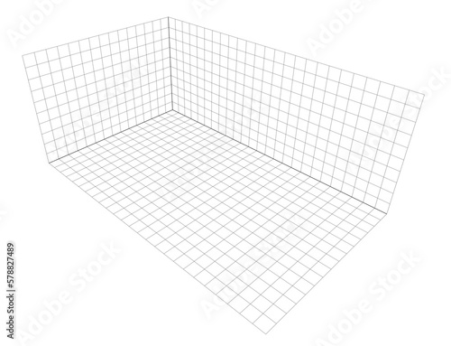 perspective view black lines 3d grid