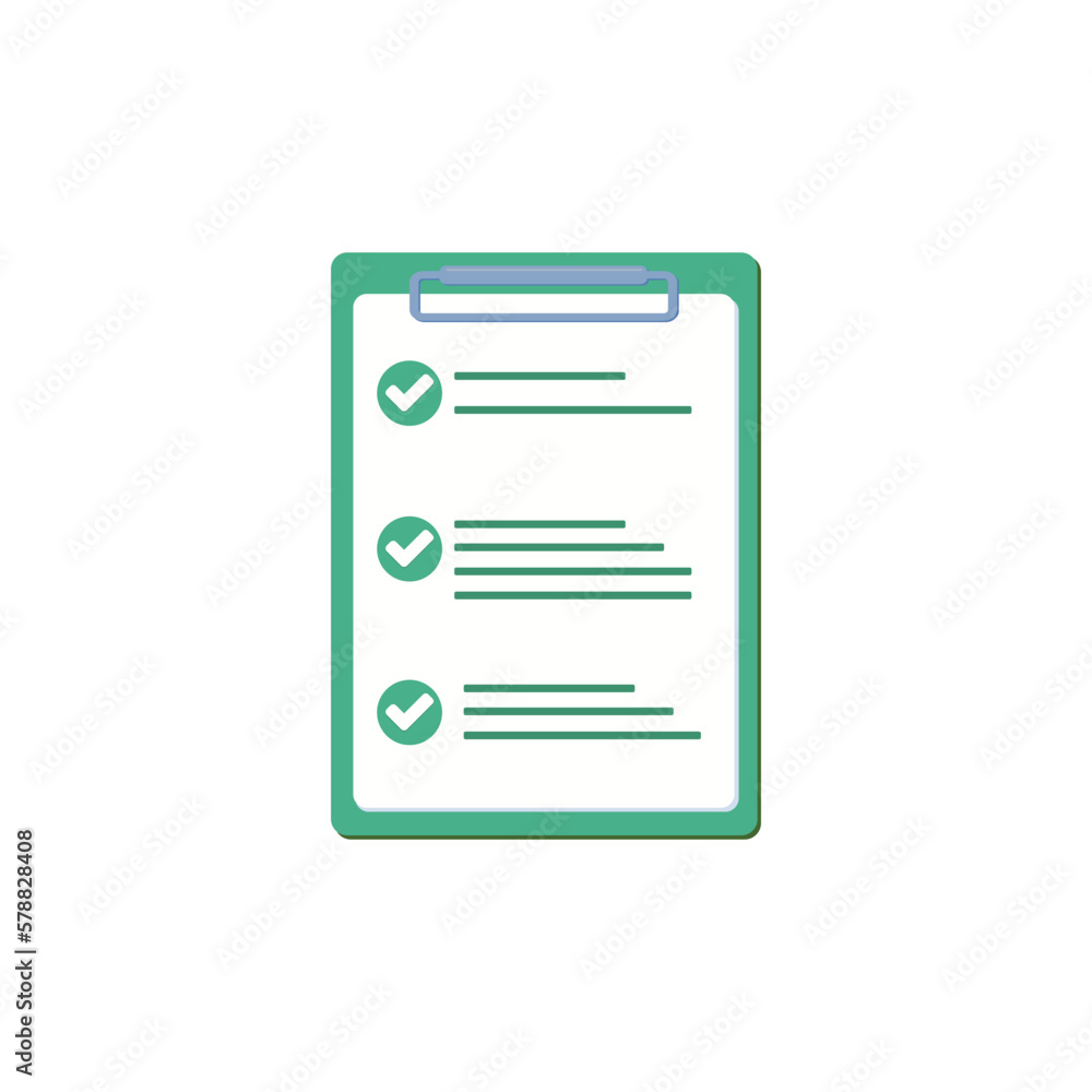 Clipboard is a folder. Completed list. Office. Vector illustration. Clipboard is a folder. Completed list. Office. Vector illustration.