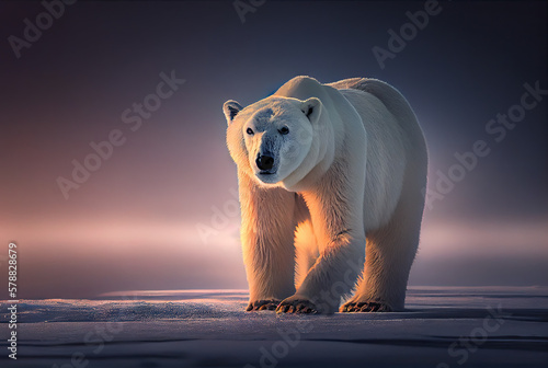 Polar bear standing on ice created with AI  