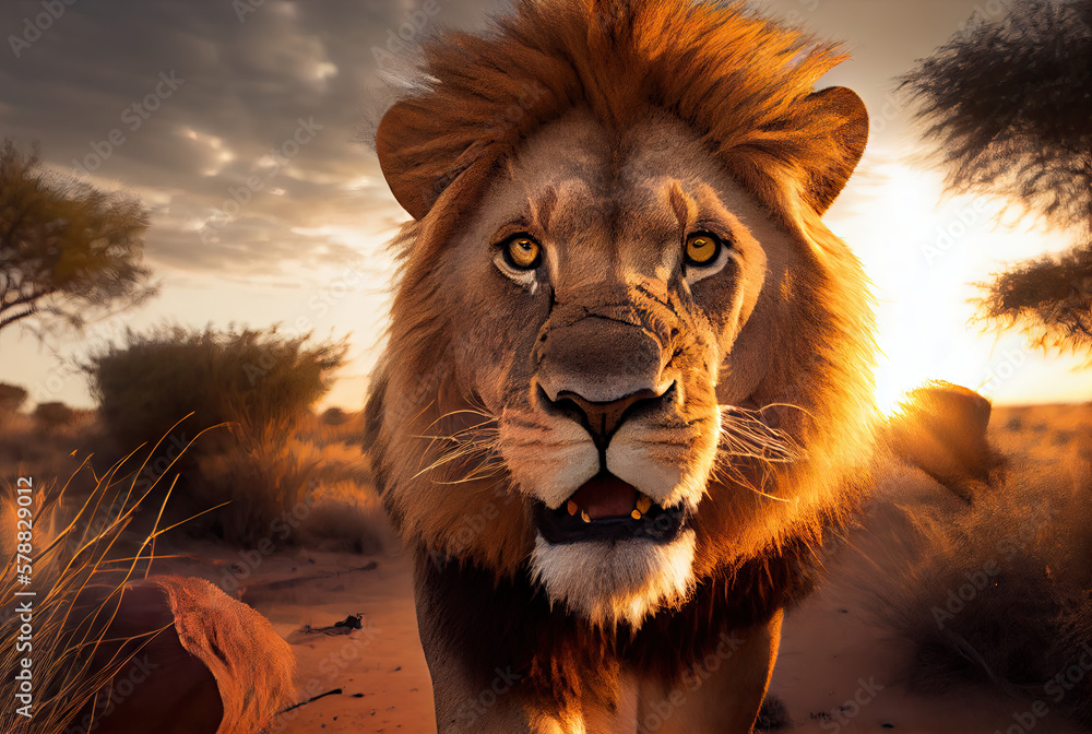 Lion king portrait created with AI	
