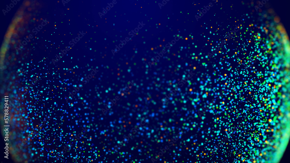 Magical multicolored sparkles of light form abstract simple spiral