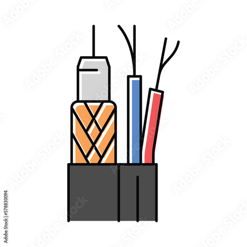 cctv cable wire color icon vector illustration