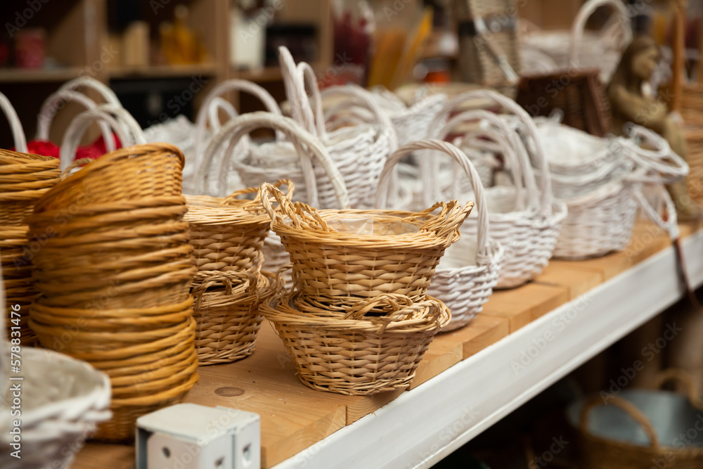 Design purpose basket in home decor shop. High quality photo