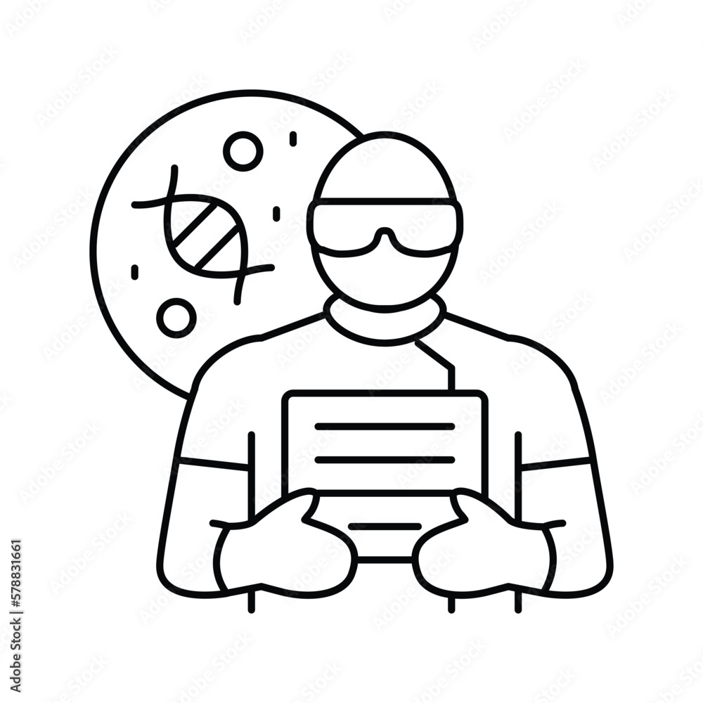 biomedical engineer worker line icon vector illustration