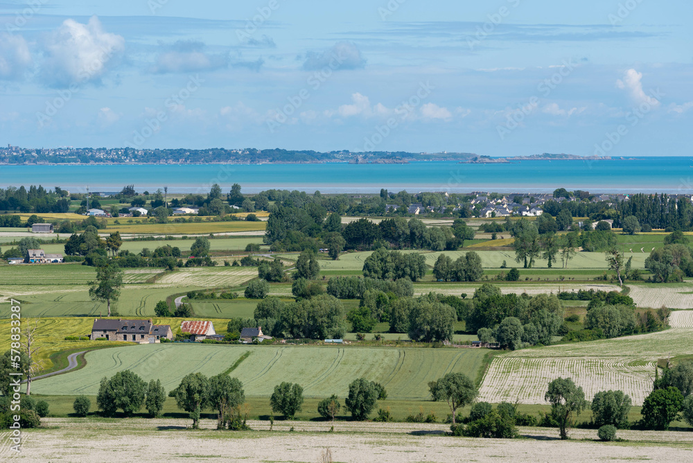 View of Cancale and the countryside from the Mont-Dol (Mont-Dol, Ile-et-Vilaine, Bretagne, France)