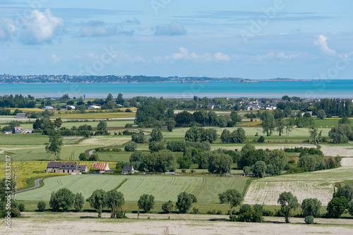 View of Cancale and the countryside from the Mont-Dol (Mont-Dol, Ile-et-Vilaine, Bretagne, France)