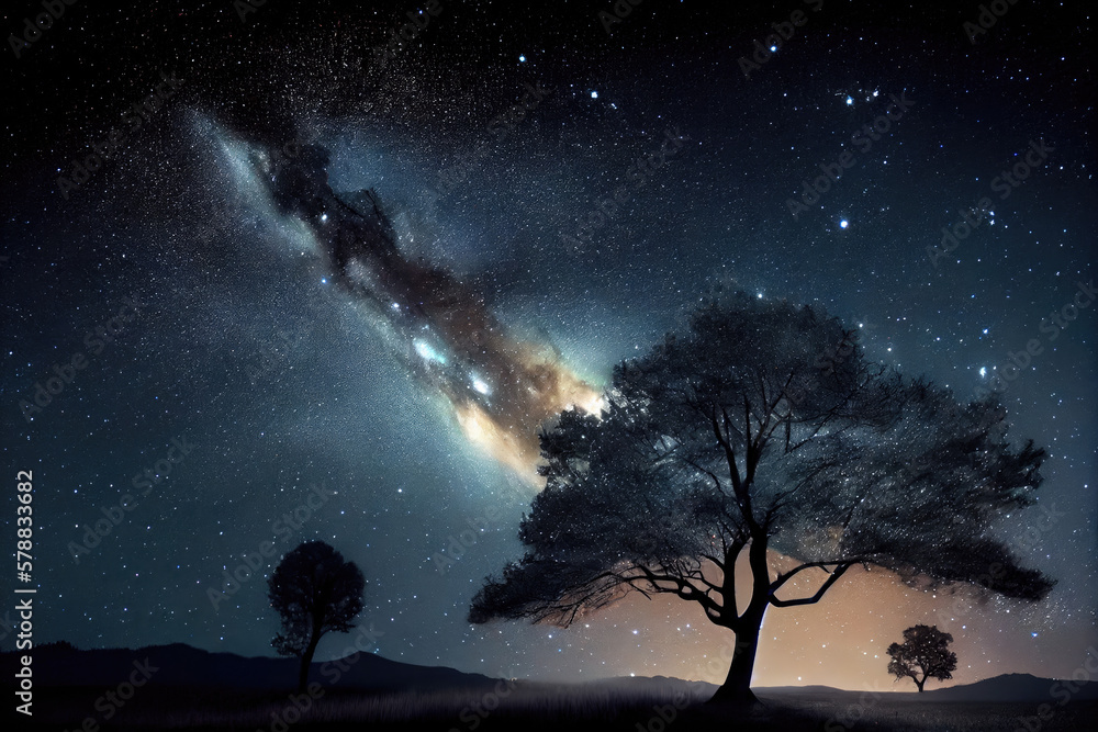 Beautiful night sky the Milky Way and the trees. Beautiful night sky the Milky Way and the trees.