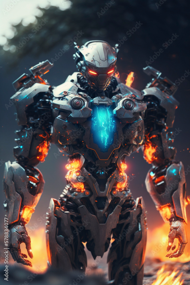 Digital Illustration of a Futuristic Robot Digital Illustration of a Futuristic Robot