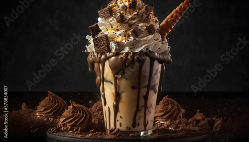 milk and chocolate isolated splashes wave. 3D render illustration.